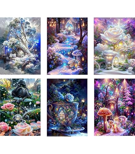 Kinsinder 4 Stück 5D Diamond Painting Set, DIY Diamond Painting Erwachsene, Diamant Painting