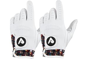 ASTUR Golf Gloves 2 Pack Cabretta Leather Golf Glove Men Left Hand Charismatic Unique Wrist Design Print