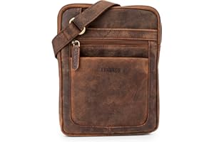 LEABAGS Borsa a Tracolla in Pelle per Uomo e Donna | Borsello Messenger con Tracolla | Borsa da Lavoro | Borsa da Trasporto | Borsa a Mano | Vera Pelle | Vintage Marrone-Rosso