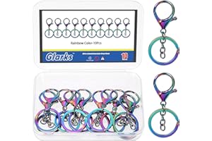 Glarks 28 Cierres de Pinza de Langosta de 7 Colores con llaveros y Juego de Llavero, Clips de Gancho giratorios, Ganchos giratorios para Hacer Joyas y Manualidades (arcoíris)