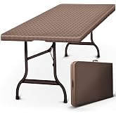 tillvex Multifunctional Folding Table 180 x 75 cm Rattan Optic | Multifunctional Portable Table for Terrace, Outdoor, Balcony