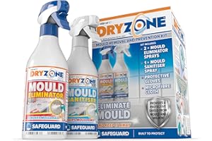 Dryzone Mould Remover and Prevention Kit (3 x 450ml spray) – The definitive long-term solution to Mould. Dual-Action Mould Remover & Sanitiser Spray.