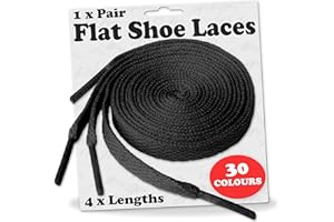 LACESTAR Flat Shoe Laces 8mm Wide for Trainers, Boots, Hi Tops, Football Boots, Shoelaces New Suitable for all brands including Nike Adidas Converse Puma Vans Reebok Adults or Kids