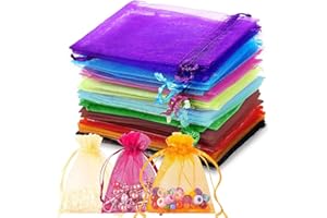 TCASENER 100 Stück 10 * 15cm Bunt Organzasäckchen,Geschenkbeutel Organza, Schmuckbeutel, Hochzeit-Säckchen für Hochzeitsbevorzugung, Festivalparty
