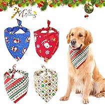 4er Set Hund Bandanas - Weihnachtliche Halstücher Für Haustiere