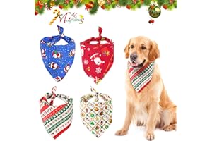 SUNSHINE SMILE Pañuelo Bufanda de Mascota Navidad, 4 Baberos Triángulo Bandanas para Gatos, Pañuelos para Perros, Bandanas Navideñas para Mascotas Babero, Baberos Lavables de Perros Gatos (D)