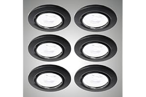 ‎TRANGO Trango 6er Pack schwarz matt LED Einbaustrahler 6729-065M6KSD inkl. 6x dimmbar LED Modul I in 3 Stufen dimmbar I 6000K Tageslicht (kalt-weiß) I nur 30mm Einbautiefe I Einbauspots