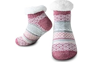 Cirorld Slipper Fluffy Socks for Women Men, Warm Bed Socks Christmas Socks, Winter Thick Fuzzy Socks Slipper Socks With Grippers, One Size Non Slip 5-11
