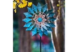 STEADYDOGGIE Wind Spinner Emerald 155cm (61in) Single Blade Easy Spinning Kinetic Wind Spinner for Outside – Vertical Metal Sculpture Stake Construction for Outdoor Yard Lawn & Garden