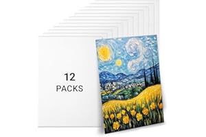 Strehknewen Set de 12 Lienzos para Pintar 26,5 x 19 cm – con Base de Cartón para Pintura Acrílica, Óleo, Acuarela y Bocetos Artísticos
