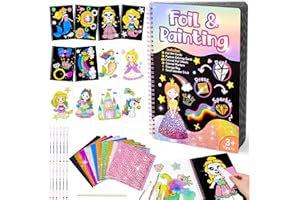 Dikence Activites Manuelles pour Enfants avec Foil Stickers et Outil de Peinture Livre de Coloriage Jouet Fille - Meilleur Cadeau Anniversaire
