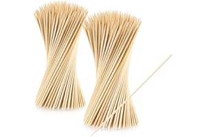 com-four® 500x pinchos para comer con los dedos hechos de bambú - pinchos largos de madera para pinchar carne y verduras - pinchos para barbacoa (500 piezas - 20 cm - natural)