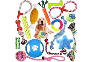 MUOIVG Set di 15 giocattoli durevoli e indistruttibili per cani piccoli e medi, giocattolo interattivo