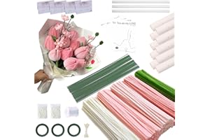 Ptyism 500 Pièces Pipe Cleaners Flower Kit（Cartes de Vœux et Papier Cadeau Gratuits etc）Rose 5 Colori，Fleurs fil Chenille Kit丨Cure Pipe Fleur pour DIY Artisanat Décoration Fournitures Loisirs Creatifs