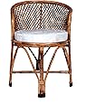Avika Wooden Bamboo Cane Chair with Cushion | Arm Rest Chairs for Home | Office | Balcony | Garden | Livingroom | Indoor & Outdoor Chair for Adults | Medium Size.