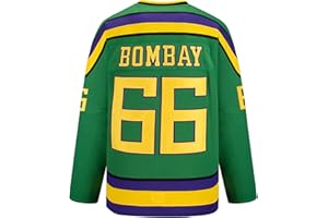 Yajun Gordon Bombay #66 Mighty Ducks Película Camisetas Hockey Jersey sobre Hielo Hombre Ropa Respirable T-Shirt de Manga Larga