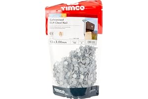 TIMCO Galwanizowane gwoździe ELH Clout - 13 x 3,00 - dodatkowe zaciskanie, idealne do mocowania filcu dachowego i płyt gipsowo-kartonowych, worek 1 kg, srebrne