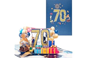 ANEWISH Kartka pop-up na 70. urodziny, kartka 3D z życzeniami na 70. rocznicę, kartka z życzeniami na urodziny, małżeństwa, przyjaźnie