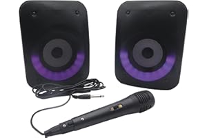 Lexibook BTS500Z Iparty-2 Głośnik Stereo, z Mikrofonem, Świecący, 3 Godziny Pracy Baterii, Bluetooth 5.0, Szary