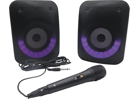 Lexibook, iParty, Set med 2 Bluetooth® stereohögtalare, Mikrofon ingår, Ljusstark, 3H batteritid, Bl - Amazon Deal & Rabatt