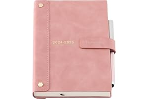 MLJTOYO Academic Diary 2024 2025,Agenda 24 25 Diary A5 Page a Day,Hardcover Organiser Mid Year Diary July2024-June 2025,Month Weekly Planner with Pen,Stickers,Inner Pocket (Pink 2024 7-2025 6, A5)
