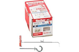 Fischer Tasselli per Cartongesso Duotec 10 H con Occhiolo Aperto, Grigio, 10 mm con Gancio