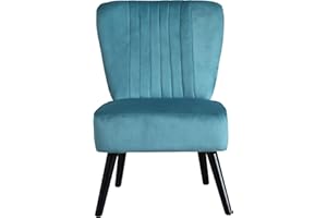 Neo® Crushed Velvet Shell Scallop Accent Occasional Chair Armchair Dining Furniture (Teal, 1)
