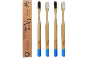 DENTAL AESTHETICS 4 x bambusowe szczoteczki do zębów dla dorosłych – twarde włosie, przyjazne dla środowiska, biodegradowalne