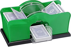 Relaxdays Mixte Mélangeur Relaxdays M langeur de cartes jusqu 91 mm mixeur manuel pour 2 jeux avec manivelle l, vert, EU