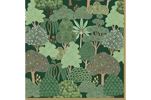 EASY LIFE Lot de 20 serviettes en papier avec motif : fleurs, arbres verts dans une forêt dense, conviennent également pour le découpage et la technique des serviettes 33 x 33 cm