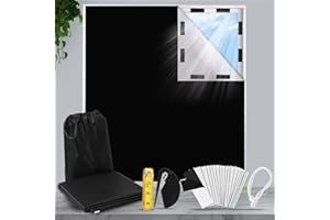 HuiCloud 100% Blackout Blind,300 x 145 CM Stick on Blackout Blinds for Windows,No Drill Portable Temporary Fits Any Size Blackout Blinds with 30Pcs Hook and Loop Tapes for Bedroom Loft Car Travel