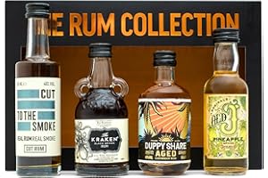 BEAMS INTERNATIONAL Spiced Rum Gift Set - Official Kraken, Old J Pineapple Flavoured, Duppy Share Aged, Cut Rum Gifts for Men, Alcohol Miniatures, Mini Alcohol Bottles x4 5cl - Dad Gifts, Boyfriend, Birthday, Christmas