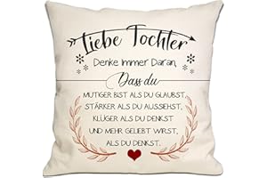 BOMMEX Du mutiger bist als du glaubst Kissenbezüge für Tochter von Mama Papa inspirierendes Geschenk für Liebe Tochter Geburtstag GraduierungWeihnachtsgeschenk (Tochter-1)