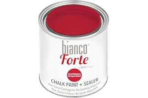 BIANCO SHABBY Bianco Forte - Rosso Melograno - (250ml) Vernice a Gesso con Finitura/Protettivo 2-in-1: Chalk Paint Super Resistente per Mobili, Pareti e Porte – Asciugatura Rapida, Interni/Esterni, Opaca