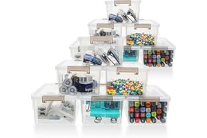 Citylife Lot de 12 boîtes de rangement de 1,25 l avec couvercle, petites, transparentes, empilables, poignées clips, petites pièces, élastiques et robustes, en plastique