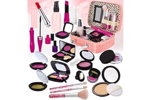 STAY GENT Faux Maquillage Enfant Jouet pour Filles, Faux Maquillage Kit avec Cosmétique Sac pour Prétend Enfants Rôle Jouer Fille Cadeau pour Plus de 3 Ans Anniversaire Noël (Pas de Vrai Maquillage)