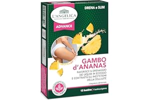 L'Angelica, Gambo D'Ananas, Integratore Drena e Slim, Favorisce il Drenaggio dei Liquidi, Contrasta la Cellulite, Senza Glutine e Senza Lattosio, Vegano, 1 Confezione da 12 Bustine