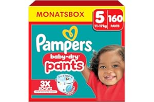 ‎PAMPERS Pampers Baby-Dry Pants Größe 5, 160 Windeln, 11kg-17kg, 360° Passform hilft, Auslaufen zu verhindern