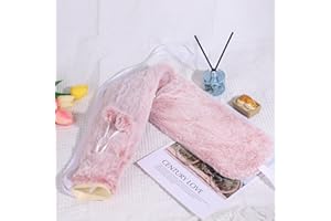 BOLEi Bardzo długi termofor z poszewką, puszysty, szczelny i bezzapachowy, 73 cm, termofor na kark, można zawiązać, prezent dla mężczyzn i kobiet (długi, różowy)