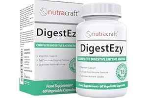 NUTRACRAFT DigestEzy #1 Digestive Enzyme Supplement | Money Back Guarantee | Best Multi-Enzyme Formula to Optimize Digestion | Increase Energy & Support Digestive Health | 60 Capsules