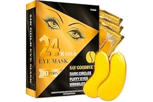 VNIYORS 24k Gold Augenpads 30 Paar,Feuchtigkeitsspendende Anti-Aging-Falten Eye Pads, Augenpads Gegen Augenringe, Wiederverwendbare Augenpads FüR Geschwollene Augen, Augenringe, Feine Linien