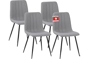 ALBATROS INTERNATIONAL Albatros Garda - Silla de comedor con funda de tela, juego de 4 unidades, color gris, elegante diseño vintage, soporta hasta 110 kg, silla tapizada, moderna silla de cocina, comedor o mesa de comedor