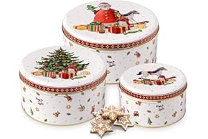 Villeroy & Boch – Winter Collage Accessoires set di barattoli per dolci, multicolore, 19,7 x 9,4 cm, 3 pezzi, biscottiera, contenitore per pasticcini