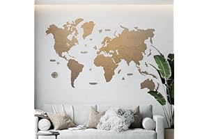 MISS MAPS Mappamondo in legno 3D grande da parete Mappa per segnare viaggi e decorazione per viaggiatori Multistrato in legno pressato nomi incisi