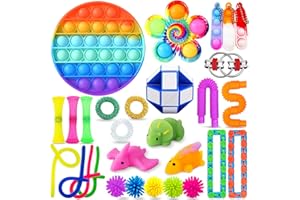 Chennyfun Kit de Juguetes Sensoriales, 30PCS Juguetes Antiestrés, Juguetes Aliviar el Estrés con Cubo Infinito, Mochi Squeeze Toys, para Aliviar el Estrés y el Ansiedad Niños y Adultos, Autismo, TDAH