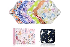 ZCOINS Lot de 6 serviettes hygiéniques réutilisables et lavables pour femme - Taille XS (16,5 cm) - Avec sac de rangement - Serviettes menstruelles en bambou + 1 mini poche