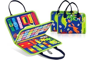 LearnToy Dinosaur Montessori Preschool Learning Toys - 1-4 Years Old, Busy Board - Educational, Sensory, Autism Toys & Toddler Travel Activities