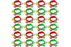 Augshy Christmas Wrist Bells Bracelets, 24Pcs Wrist Band Jingle Bells with Red Green Gold Silver Bells, Musical Instruments Adjustable Hand Ankle Bells for Christmas Gifts Kids Party Favor Toys
