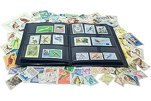 IMPACTO COLECCIONABLES – Colección de 100 Sellos con temática de Aves con álbum Incluido (14 x 18 x 1 cm) | Eleve su colección filatélica con Sellos matasellados en un álbum Compacto y Elegante