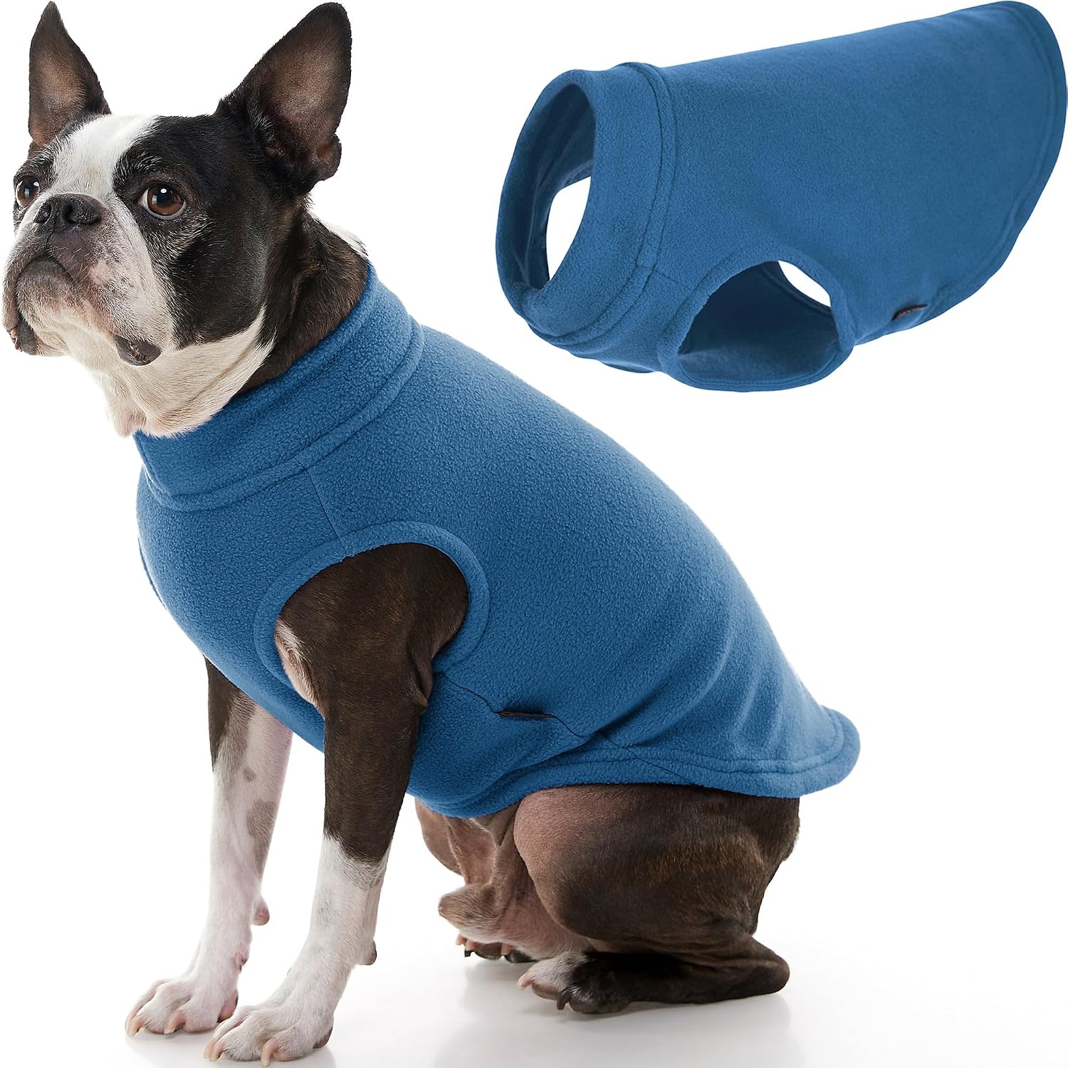 Gooby Stretch Fleece Pull Over Cold Weather Dog Vest, Large, Steel Blue